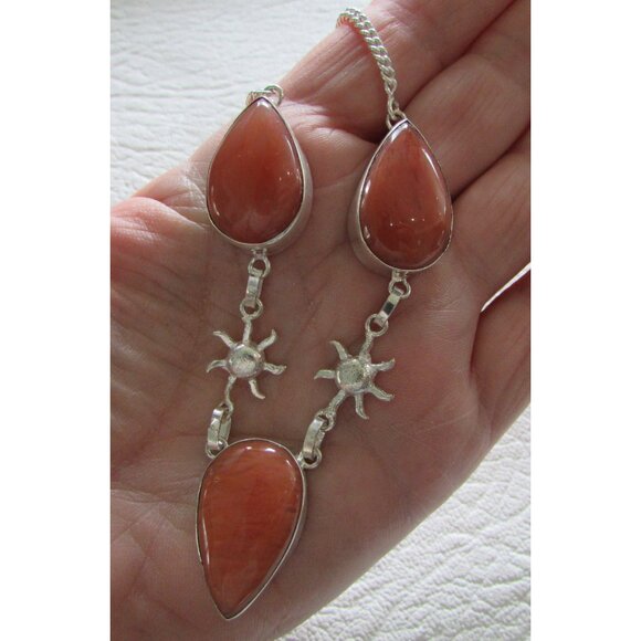 Jasper Stone and Sun Necklace - NEW - Picture 4 of 7
